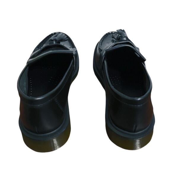 Dr. Martens Adrian Black Leather Fringe Tassel Lug Sole Platform Loafers - Picture 3 of 9